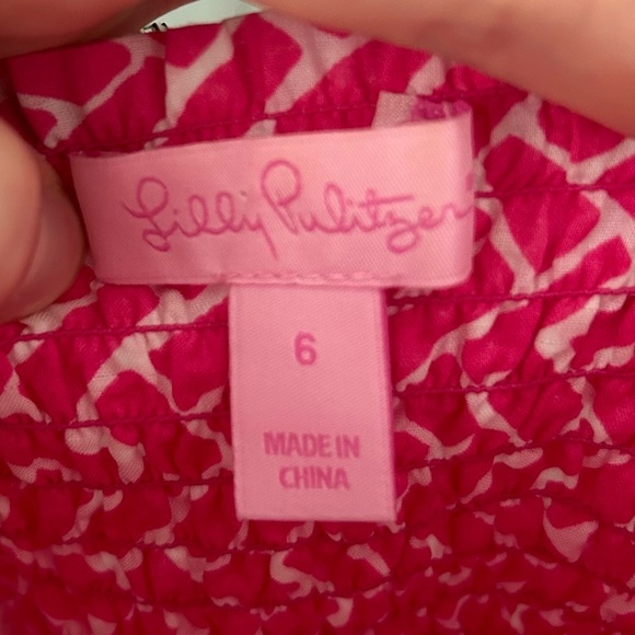 Lilly Pulitzer Cormick Dress Pink and White Bamboo with Embroidery Bow Straps - Picture 2 of 5